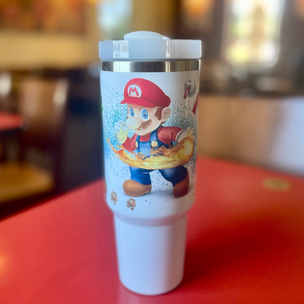Custom 40 oz Tumbler Nintendo Super Mario Bros tumbler with hand carry handle. B - Picture 8 of 9